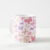 Rosa Lila Gelbe Schmetterlinge Kaffeetasse (Vorderseite Links)