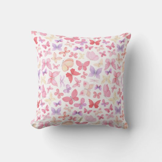 Rosa Lila Gelbe Schmetterlinge Kissen (Vorderseite)