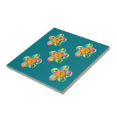 Rosa, lila, gelbe türkisfarbene Blumen Fliese (Seite)