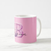 Rosa Lila Gemütlich B Name Kaffeetasse (VorderseiteRechts)