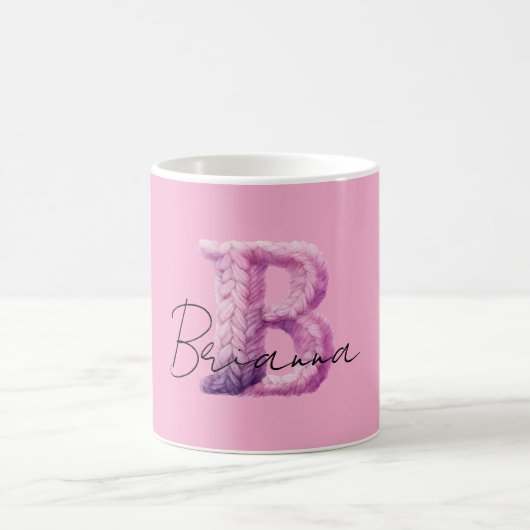 Rosa Lila Gemütlich B Name Kaffeetasse (Mittel)