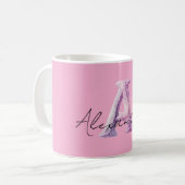 Rosa Lila Gemütlich Ein Name Kaffeetasse (Vorderseite Links)