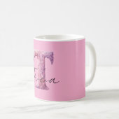 Rosa Lila Gemütlich T Name Kaffeetasse (VorderseiteRechts)