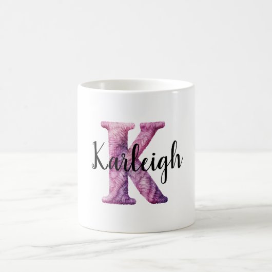 Rosa Lila Gemütlicher Buchstabe K Name Kaffeetasse (Mittel)