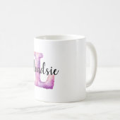 Rosa Lila Gemütlicher Buchstabe L Name Kaffeetasse (VorderseiteRechts)