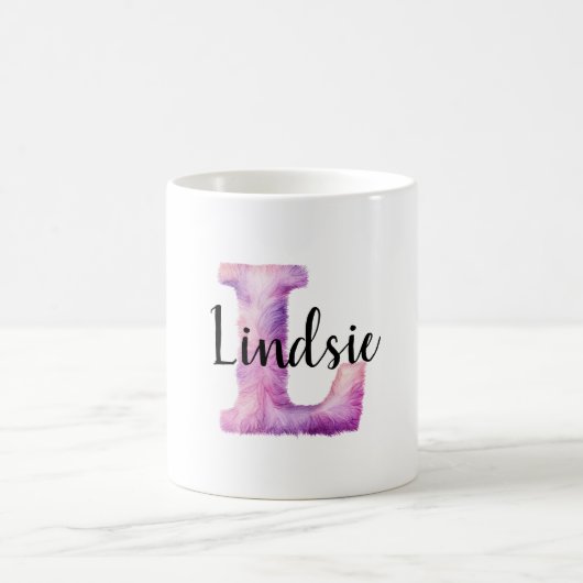 Rosa Lila Gemütlicher Buchstabe L Name Kaffeetasse (Mittel)