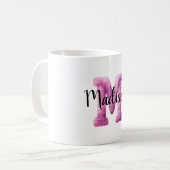 Rosa Lila Gemütlicher Buchstabe M Name  Kaffeetasse (Vorderseite Links)