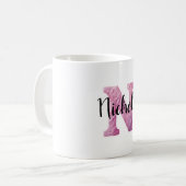 Rosa Lila Gemütlicher Buchstabe N Name Kaffeetasse (Vorderseite Links)