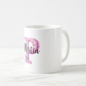 Rosa Lila Gemütlicher Buchstabe P Name Kaffeetasse (VorderseiteRechts)