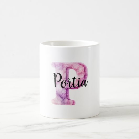 Rosa Lila Gemütlicher Buchstabe P Name Kaffeetasse (Mittel)