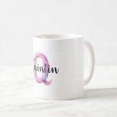Rosa Lila Gemütlicher Buchstabe Q Name Kaffeetasse (VorderseiteRechts)