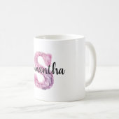 Rosa Lila Gemütlicher Buchstabe S Name  Kaffeetasse (VorderseiteRechts)