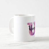 Rosa Lila Gemütlicher Buchstabe U Name Kaffeetasse (Vorderseite Links)