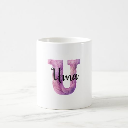 Rosa Lila Gemütlicher Buchstabe U Name Kaffeetasse (Mittel)