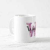 Rosa Lila Gemütlicher Buchstabe W Name Kaffeetasse (Vorderseite Links)
