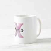 Rosa Lila Gemütlicher Buchstabe X Name Kaffeetasse (VorderseiteRechts)