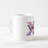 Rosa Lila Gemütlicher Buchstabe X Name Kaffeetasse (Vorderseite Links)