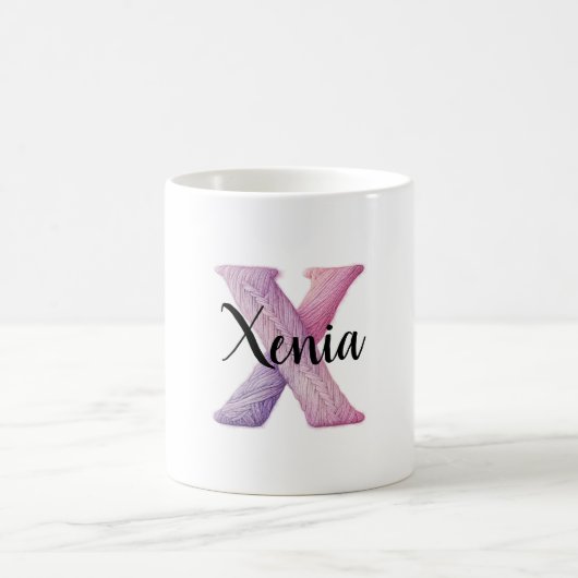 Rosa Lila Gemütlicher Buchstabe X Name Kaffeetasse (Mittel)