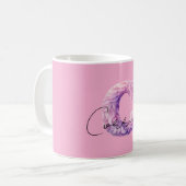 Rosa Lila Gemütlicher C Name Kaffeetasse (Vorderseite Links)