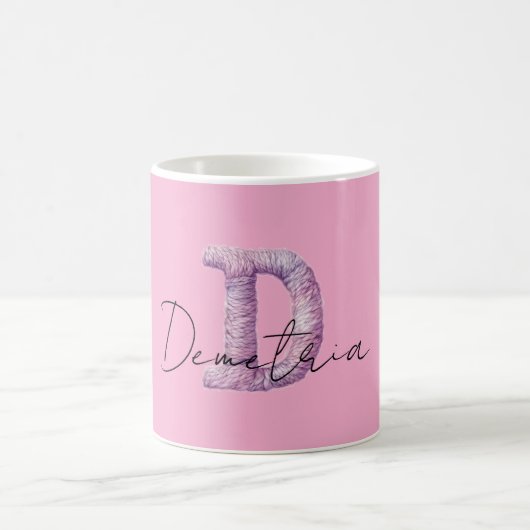 Rosa Lila Gemütlicher D Name Kaffeetasse (Mittel)