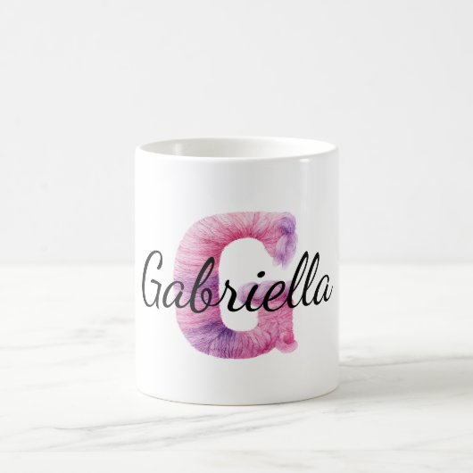 Rosa Lila Gemütlicher G Name Kaffeetasse (Mittel)