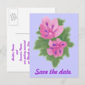 Rosa Lila Geranium Save the Date Postkarten (Vorne/Hinten)