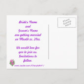 Rosa Lila Geranium Save the Date Postkarten (Rückseite)