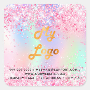 Rosa lila Geschäftssalon - Logo Quadratischer Aufkleber