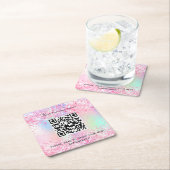 Rosa lila Geschäftssalon mit dem Namen qr Rechteckiger Pappuntersetzer (Vor Ort)