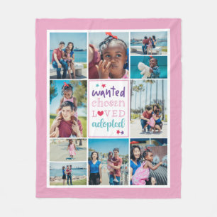 Rosa Lila Gewollt ausgewählte Adoptiert Collage Fleecedecke