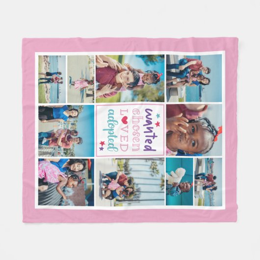 Rosa Lila Gewollt ausgewählte Adoptiert Collage Fleecedecke (Vorderseite (Horizontal))