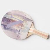 Rosa lila Girl-Glitzer funkelnd personalisiert Tischtennis Schläger (Seitenansicht)