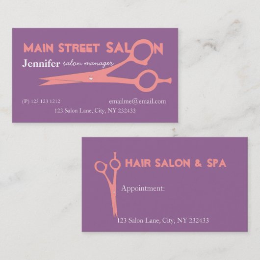 Rosa lila Girly ScherGirly Terminkarte (Vorne/Hinten)