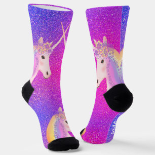 Rosa Lila Glitzer Einhorn Regenbogen Socken