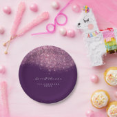 Rosa Lila Glitzer Geburtstag 16. Hochzeit Pappteller (Party)