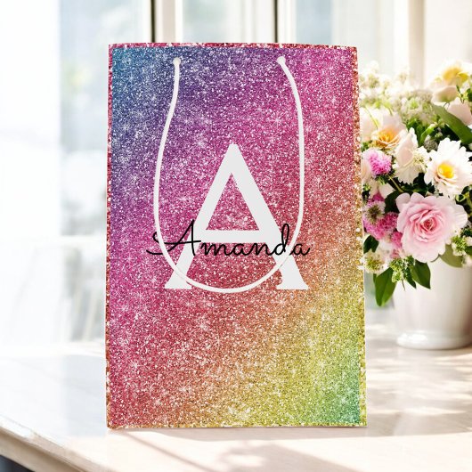 Rosa Lila Glitzer Geburtstag Mittlere Geschenktüte