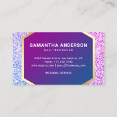 Rosa Lila Glitzer Gold Nail Polnischer Manikurist Visitenkarte (Rückseite)