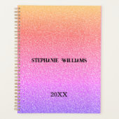 Rosa Lila Glitzer Individuelle Name Monogramm Gesc Planer (Vorderseite)