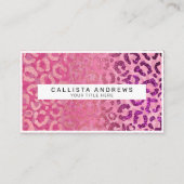 Rosa Lila Glitzer Leopard Animal Print Monogram Visitenkarte (Vorderseite)