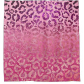 Rosa Lila Glitzer Leopard Tierdruckleuchte Duschvorhang (Vorderseite)