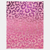 Rosa Lila Glitzer Leopard Tierdruckleuchte Fleecedecke (Vorderseite)