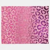 Rosa Lila Glitzer Leopard Tierdruckleuchte Fleecedecke (Vorderseite (Horizontal))