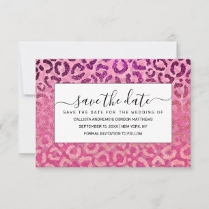 Rosa Lila Glitzer Leopard Tierdruckleuchte Save The Date