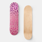 Rosa Lila Glitzer Leopard Tierdruckleuchte Skateboard (Vorderseite)