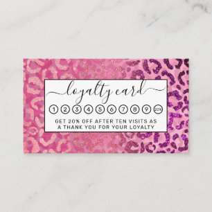 Rosa Lila Glitzer Leopard Tierdruckleuchte Treuekarte