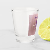 rosa lila Glitzer Monogramm-Monogramm-Granulate Schnapsglas (Links)