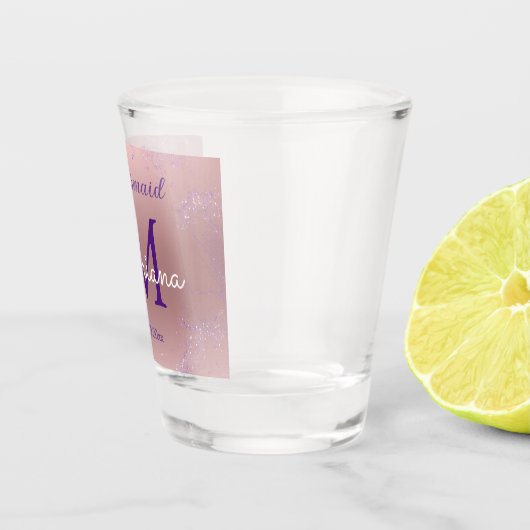 rosa lila Glitzer Monogramm-Monogramm-Granulate Schnapsglas (Rechts)