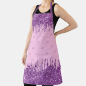 Rosa lila Glitzer rosa Monogramm-Initialen Schürze (InSitu)