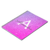 Rosa Lila Glitzer Sparkeller Monogram Notebook Notizblock (Linke Seite)