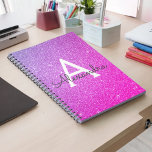Rosa Lila Glitzer Sparkeller Monogram Notebook Notizblock<br><div class="desc">Rosa und Lila Ombre Imitate Glitzer Sparkle Elegant Mit Monogramm Notebook für Schule oder Arbeit. Das Notebook ist ideal für den Rückweg in die Schule oder für die Planung einer Hochzeit oder eines Brautparty</div>